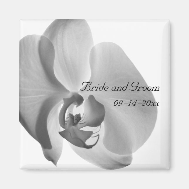 White Orchid Bröllop Magnet (Framsidan)
