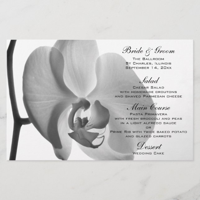 White Orchid Bröllop Menu (Framsida)