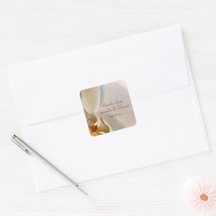White Orchid Elegance Bröllop spara datum Fyrkantigt Klistermärke