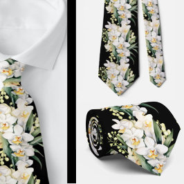 White Orchid Flowers Neck Tie Slips