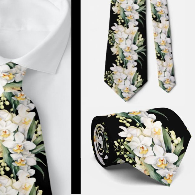 White Orchid Flowers Neck Tie Slips (Skapare uppladdad)