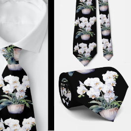 White Orchid Flowers Neck Tie Slips
