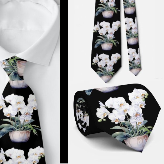 White Orchid Flowers Neck Tie Slips (Skapare uppladdad)