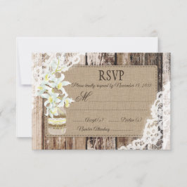 White Orchid Flowers Wood Snöre Rustic OSA kort