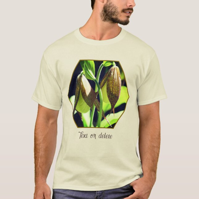 White Orchid Lady Slipper Flower Pair Personalized T Shirt (Framsida)