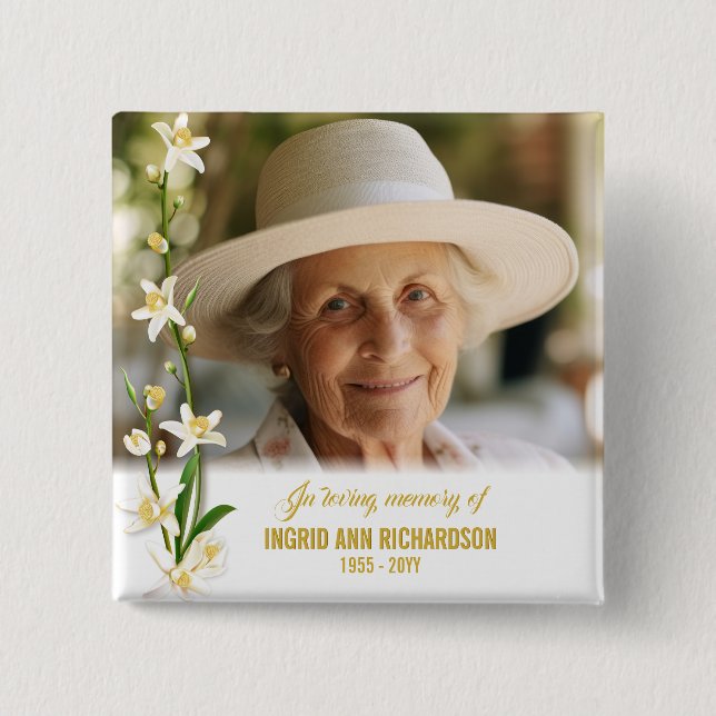 White Orchid Lily Funeral Knapp (Framsida)