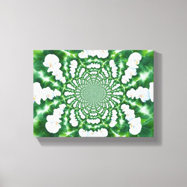 White Orchid Mandala Canvastryck (Framsida)