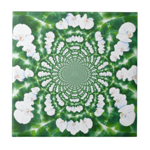 White Orchid Mandala Kakelplatta