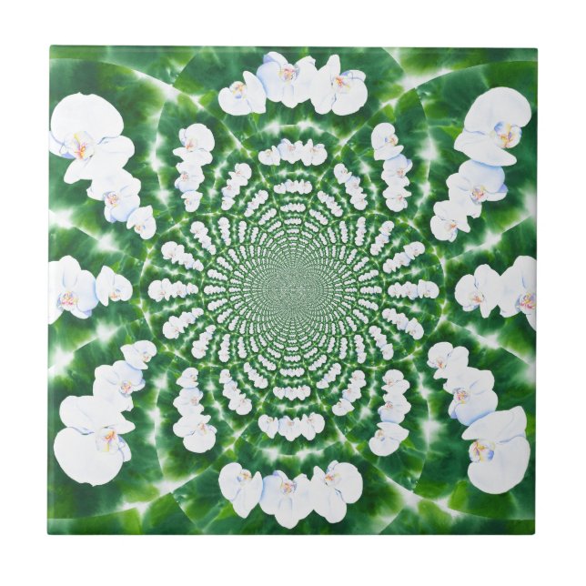 White Orchid Mandala Kakelplatta (Framsidan)