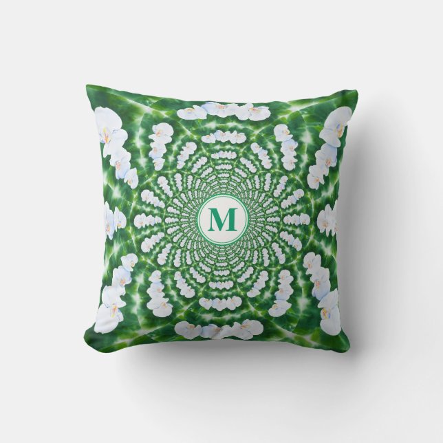 White Orchid Mandala Kudde (Framsida)