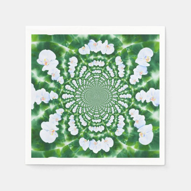 White Orchid Mandala Pappersservett (Framsidan)