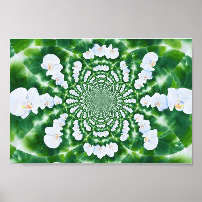 White Orchid Mandala Poster (Framsidan)
