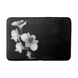 White Orchid på Black Bath Mat II Badrumsmatta