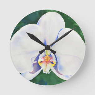 White Orchid Rund Klocka