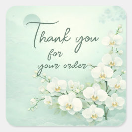 White orchid Thank You For your order Fyrkantigt Klistermärke