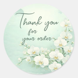 White orchid Thank You For your order Runt Klistermärke