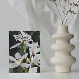White Orchids Blommigt Get well Kort