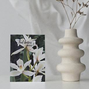 White Orchids Blommigt Get well Kort