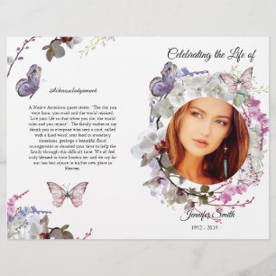 White Orchids Butterfly Funeral Program