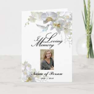 White Orchids Hummingbird Flowers Funeral Program