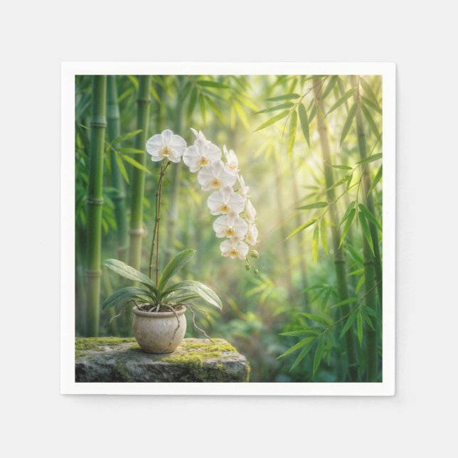 White Orchids in Bamboo Forest Pappersservett (Framsidan)