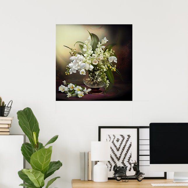 White Orchids Lily o the Valley Bevackra Bouquet Poster (Hemmakontoret)