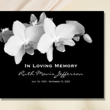 White Orchids Memorial eller Funeral Guest Bok