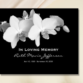 White Orchids Memorial eller Funeral Guest Bok