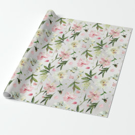 White Orchids Peonies & Rosa Petals Blommigt Garde Presentpapper
