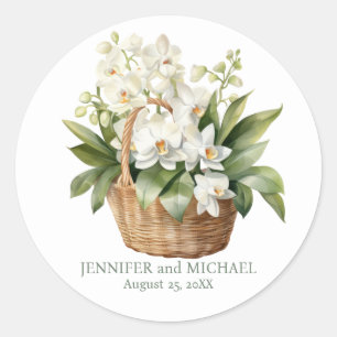 White Orchids Sticker Runt Klistermärke