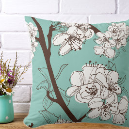 White Oriental Flower Gren Kudde