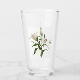 White Oriental Lily Blommigt Botanical Art Glaskopp