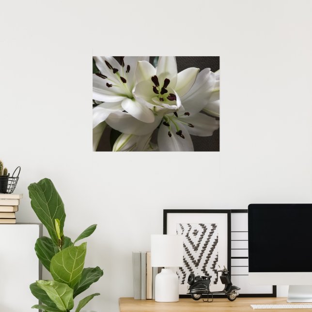 White Oriental Lily Flowers Poster (Hemmakontoret)