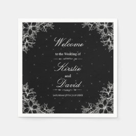 White Ornate Blommigt Bröllop Pappersservett