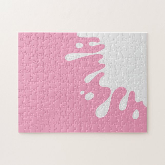 White Paint Stänk på maranth Rosa Allvarlig Pussel (Horisontell)