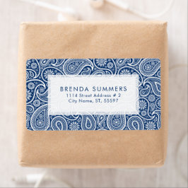 White Paisley Anpassningsbar Navy Blue Background Fraktsedel