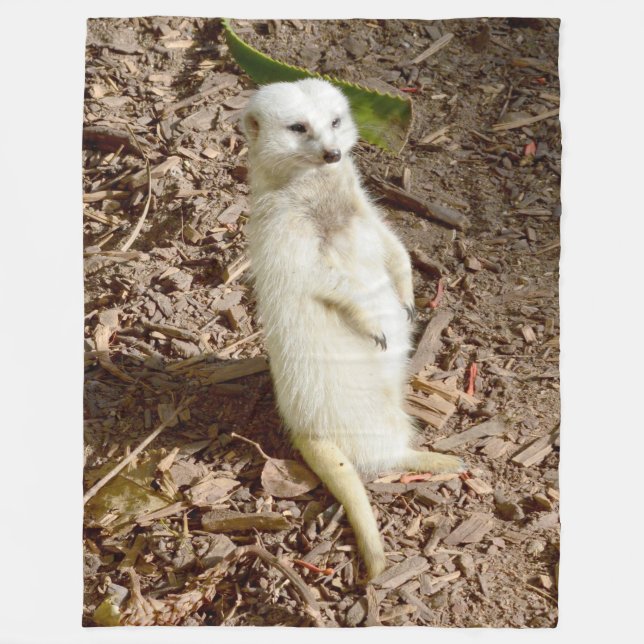 White Päls Meerkat, Stor Fleece Blanket. (Framsidan)