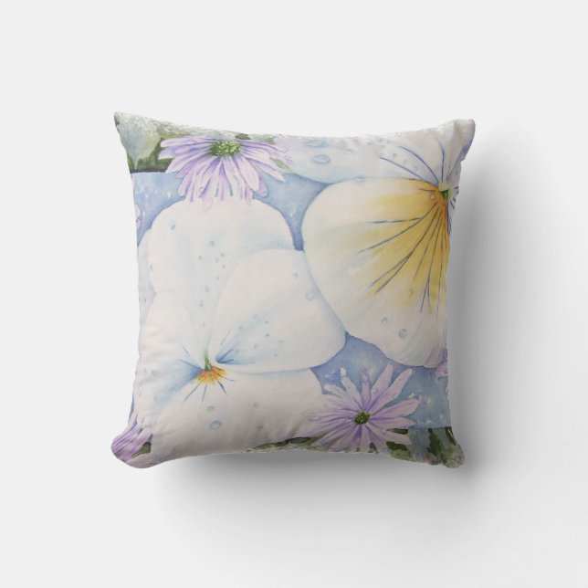 WHITE PANSY PARTY PILLOW TITLE KUDDE (Framsida)