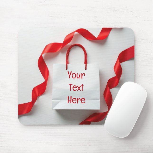 White Paper Gift Bag With Ribbons Musmatta (Med mus)