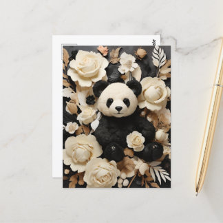 White Papper Ro & Panda Bear Valentine Vykort