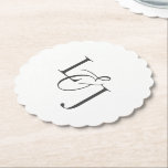 White par Initialer Monogram Bröllop Scalloped Underlägg Papper<br><div class="desc">Chic och snyggt bröllop underlägg med en contemporary typsnitt i mörk grått med anpassade mot en skarp vit bakgrund.</div>