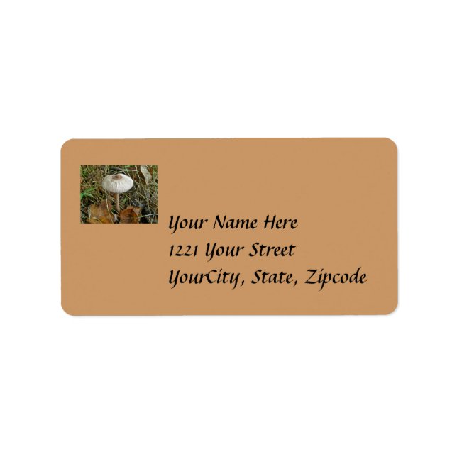 White Parasol Mushroom Address Label Adressetikett (Framsidan)