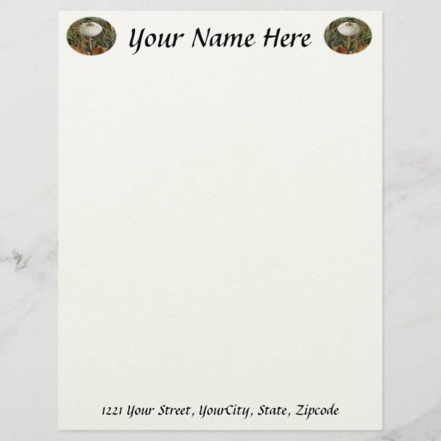 White Parasol Mushroom Letterhead Stationery Brevhuvud (Framsida)