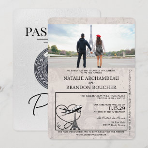 White Paris Pass Bröllop Inbjudningar