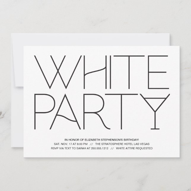 White Party Inbjudningar (Framsida)