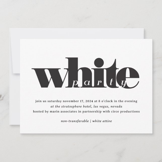 White Party Inbjudningar (Framsida)