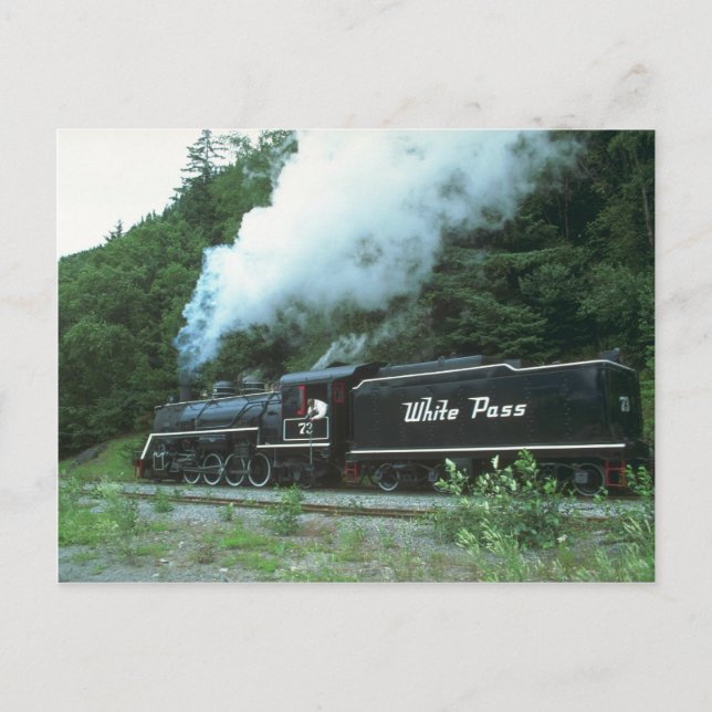 White Pass och Yukon in White Pass ut ur Skagway. Vykort (Framsida)
