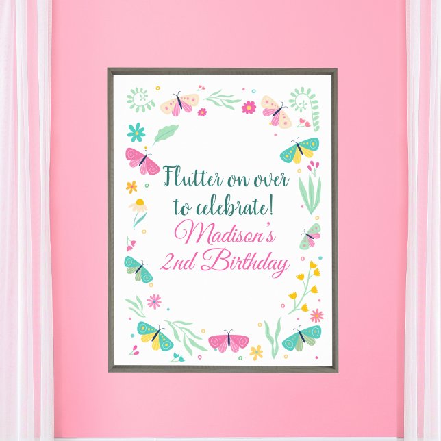 White Pastel Butterfly Girl’s Garden Welcome Poster (Skapare uppladdad)