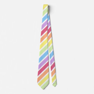 White Pastel Rainbow Diagonal Rand Neck Tie Slips