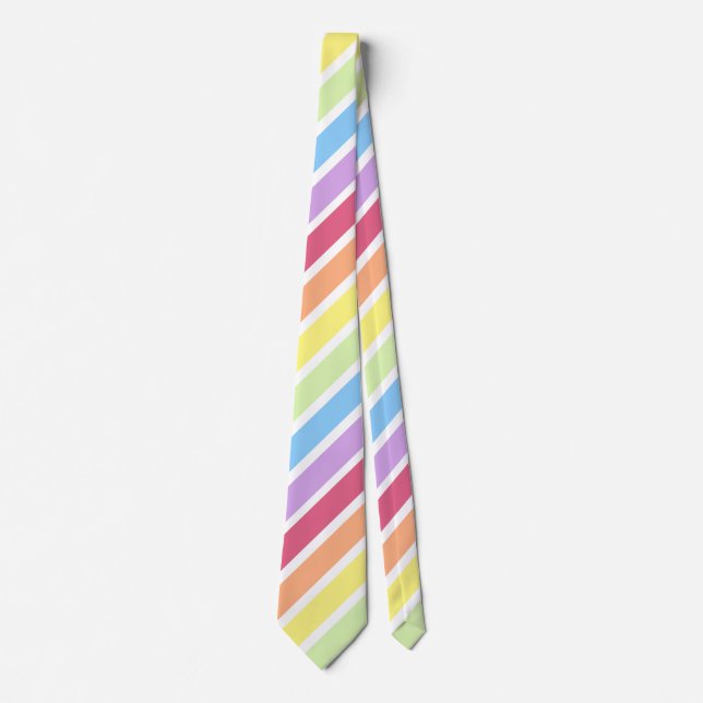 White Pastel Rainbow Diagonal Rand Neck Tie Slips (Framsida)